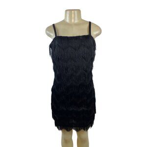 Milly Women's Black Fringe Sleeveless Mini Dress Sz 6 - New